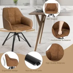 Rootz Roterende spisestuestole - Drejestole - Komfortable stole - Fløjlsbetræk - Ergonomisk design - Holdbar konstruktion - 58,5 cm x 82,5 cm x 54,5 c | Fyndiq