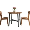 Rootz Round Dining Bord - Brown _ Black - Kitchen Table - Wooden Chipboard - Holdbar support - 80 cm x 75 cm