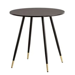 Rootz Round Dining Bord - Moderne bord - Elegant marmorudseende - Justerbare ben - 75 cm x 75 cm x 76 cm