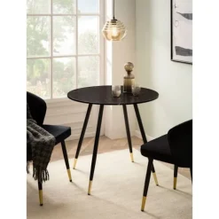 Rootz Round Dining Bord - Moderne bord - Elegant marmorudseende - Justerbare ben - 75 cm x 75 cm x 76 cm