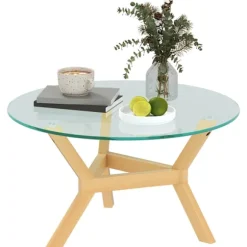 Rootz Round sofabord - Matchet Glass - Stue Bord - Justerbare fodpuder - Stabil design - Ø80 x 45H cm