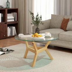 Rootz Round sofabord - Matchet Glass - Stue Bord - Justerbare fodpuder - Stabil design - Ø80 x 45H cm