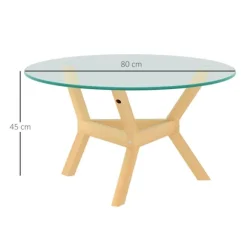 Rootz Round sofabord - Matchet Glass - Stue Bord - Justerbare fodpuder - Stabil design - Ø80 x 45H cm