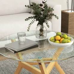 Rootz Round sofabord - Matchet Glass - Stue Bord - Justerbare fodpuder - Stabil design - Ø80 x 45H cm