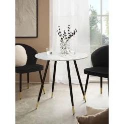 Rootz Round Spisebord - Moderne spisemøbler - bord i marmorstil - Scratch -resistente - 75 cm x 75 cm x 76 cm