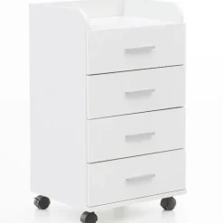 Rootz rullecontainer 40 x 70,5 x 33 cm hvid - Skrivebordscontainer Rulleskab 4 skuffer - Moderne skuffecontainer med hjul - Standcontainer Kontorconta | Fyndiq