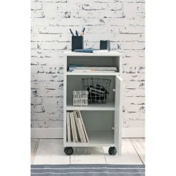 Rootz rullecontainer hvid 33x60x38cm skuffeskab kontorcontainer - Skrivebordscontainer med dør & bakke - Kontorcontainer Sidecontainer med hjul - Lill | Fyndiq