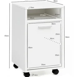 Rootz rullecontainer hvid 33x60x38cm skuffeskab kontorcontainer - Skrivebordscontainer med dør & bakke - Kontorcontainer Sidecontainer med hjul - Lill | Fyndiq