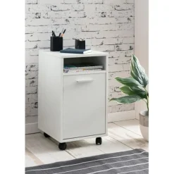 Rootz rullecontainer hvid 33x60x38cm skuffeskab kontorcontainer - Skrivebordscontainer med dør & bakke - Kontorcontainer Sidecontainer med hjul - Lill | Fyndiq