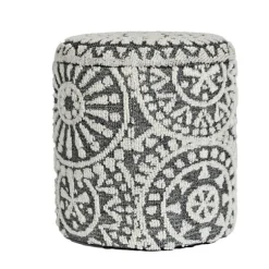 Rootz rund siddestol - Boho Ottoman - Moderne puf - Blødt uldkomfort - 45cm x 40cm x 45cm