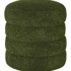 Rootz Rund Taburet - Osmannisk - Fodstøtte - Støtter op til 120 kg - Ø40x45H cm - Grøn teddyfleece