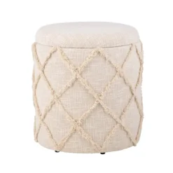 Rootz runde opbevaringskamler - Moderne Boho Ottomans - Dekorative siddepladser - Komfortpolstring - 45 cm x 40 cm x 45 cm