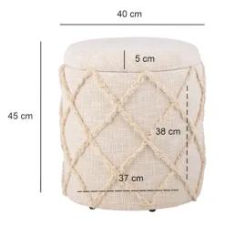 Rootz runde opbevaringskamler - Moderne Boho Ottomans - Dekorative siddepladser - Komfortpolstring - 45 cm x 40 cm x 45 cm