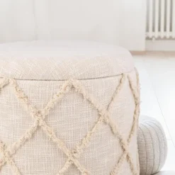 Rootz runde opbevaringskamler - Moderne Boho Ottomans - Dekorative siddepladser - Komfortpolstring - 45 cm x 40 cm x 45 cm