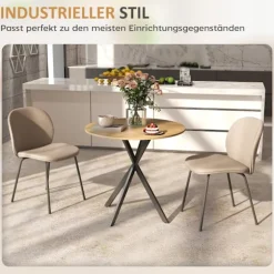 Rootz rundt køkkenbord - Spisebord - Kompakt bord - Pladsbesparende - Robust og stabilt - Ø80x75cm - Brun + Sort