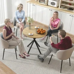 Rootz rundt køkkenbord - Spisebord - Kompakt bord - Pladsbesparende - Robust og stabilt - Ø80x75cm - Brun + Sort