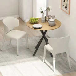 Rootz rundt køkkenbord - Spisebord - Kompakt bord - Pladsbesparende - Robust og stabilt - Ø80x75cm - Brun + Sort