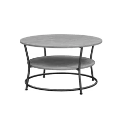 Rootz rundt sofabord - Industrielt rundt bord - Grå-sort farve - Spånplade og stål - 80 cm D x 46,5 cm H - 10,6 kg - 50 kg Kapacitet