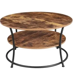 Rootz rundt sofabord - Industriel stil - Sidebord - Cocktailbord - 2 hylder - Industrielt - 80 x 45 cm