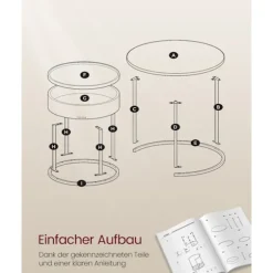 Rootz Rundt Sofabord Sæt med 2 Naturlig Beige-Ink Sort - Sidebord - Stuemøbler - MDF - 60cm x 60cm x 45cm