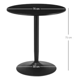 Rootz rundt spisebord - moderne spisebord med stålbund - Skridsikker trædepude - Pladsbesparende - Lille spisebord - Sort - 70 x 70 x 75 cm