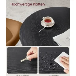 Rootz Rundt Spisebord - Spånplade Stål - Moderne Bord - 80cm D, 75cm H - Ebony Black-Ink Black - 10,8kg - 100 kg Kapacitet
