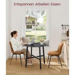 Rootz Rundt Spisebord - Spånplade Stål - Moderne Bord - 80cm D, 75cm H - Ebony Black-Ink Black - 10,8kg - 100 kg Kapacitet