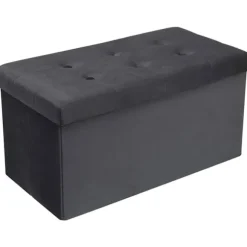 Rootz sammenfoldelig opbevaringsboks - Osmannisk bænk - Fløjlsbetræk - 80L Kapacitet - 76 cm x 38 cm x 37,5 cm - Maks. belastning 300 kg