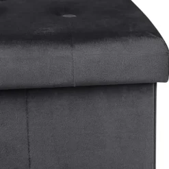 Rootz sammenfoldelig opbevaringsboks - Osmannisk bænk - Fløjlsbetræk - 80L Kapacitet - 76 cm x 38 cm x 37,5 cm - Maks. belastning 300 kg
