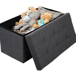 Rootz sammenfoldelig opbevaringsboks bænk - stof osmannisk - stor kapacitet - komfortabelt sæde - 76 cm x 38 cm x 37,5 cm