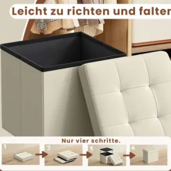 Rootz sammenfoldelig sædebryst - opbevaringsboks - sæde med opbevaringsplads - 22L kapacitet - 30 x 30 x 30 cm - Understøtter 130 kg