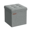 Rootz sædebryst Ottoman - Opbevaringsskammel - Fodstøtte - Imiteret linned - MDF - Skum - 30 cm x 30 cm x 30 cm - Lysegrå - 1,6 kg - 130 kg Kapacitet | Fyndiq