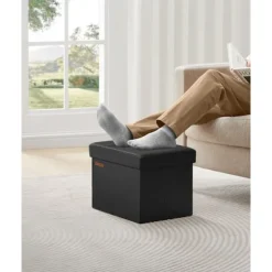 Rootz sædekiste - Opbevaring Ottoman - Fodskammel - Multifunktionel - 31 cm x 41 cm x 31 cm - Stilfuldt design - PU/MDF/skum - 2,1 kg