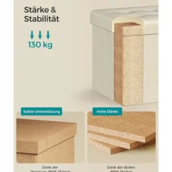 Rootz sædekiste Ottoman - Opbevaringsskammel - Fodstøtte - MDF polstret - 30 cm x 30 cm x 30 cm