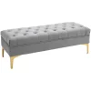 Rootz Sengebænk - Skobænk - Blød plyspolstring - Hævede ben - Stilfuldt design - Soveværelse - Træfløjl - Lysegrå -118 x 45 x 42 cm