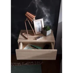 Rootz sengebord til vægmontering 46x15x30cm Sonoma sengebord træ - Væghylde med skuffe - Sengeskab vægplade til flydende boxmadrasser - Vægkonsol hæng | Fyndiq