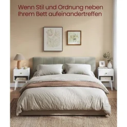 Rootz sengebordesæt - Snehvide farve - Spånplade MDF massivt træ - Natbordssæt - 28cm x 39cm x 55cm - 10,8kg Vægt - 59kg Kapacitet
