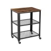 Rootz serveringsvogn - 3-trins serveringsvogn - 1 bordplade - 4 hjul med 2 bremser - Holdbar og robust - Stålramme + spånplade - Vintage brun-sort - 6 | Fyndiq