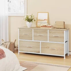 Rootz Shacking Cabinet 5 skuffe - Opbevaringskiste - Organiseringsenhed - Metal & træ - 100 cm x 54 cm x 30 cm -brown+ hvid