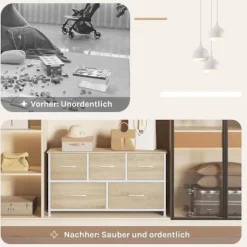 Rootz Shacking Cabinet 5 skuffe - Opbevaringskiste - Organiseringsenhed - Metal & træ - 100 cm x 54 cm x 30 cm -brown+ hvid
