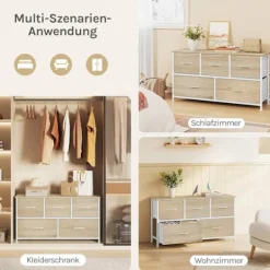Rootz Shacking Cabinet 5 skuffe - Opbevaringskiste - Organiseringsenhed - Metal & træ - 100 cm x 54 cm x 30 cm -brown+ hvid