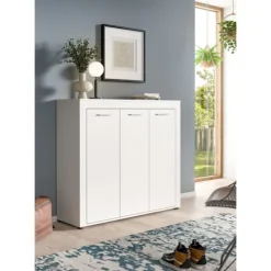 Rootz Shoe Cabinet - Fodtøjsopbevaring - Arrangør af indgang - 12 rum - Hvid spånplade - 120x108x37cm