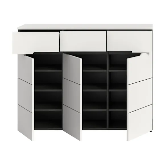 Rootz Shoe Cabinet - Shoe Storage - Footwear Organizer - Nem vedligeholdelse - 120x94x37 cm - Hvid efterligning