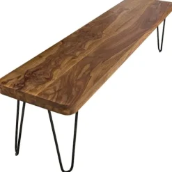 Rootz siddebænk Massivt træ Sheesham 180 x 45 x 40 cm træbænk naturprodukt køkkenbænk i landlig stil