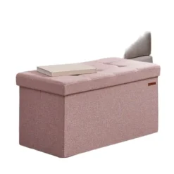 Rootz siddepladser med opbevaringsplads - sædebryst - sengetøj bryst - 89L opbevaring - 38 x 76 x 38 cm - lyserød