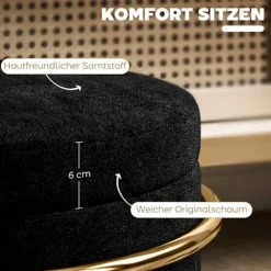 Rootz siddeskammel med opbevaring - Fodskammel - Elegant osmannisk - Fløjlsblødhed - Ø42 x 39h cm - Guldbelagt stel - Sort