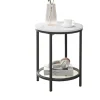 Rootz Side Table - Accent Table - End Table - har sort ramme, hvidt marmorudseende, stål og glas - 45 cm x 55 cm