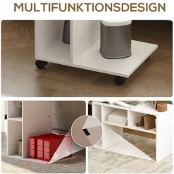 Rootz sidebord - C -formet serveringsbil - mobilarrangør - 4 hjul - effektiv opbevaring - 40 x 30 x 69 cm, robust spånplade, hvid