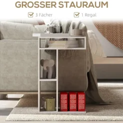 Rootz sidebord - C -formet serveringsbil - mobilarrangør - 4 hjul - effektiv opbevaring - 40 x 30 x 69 cm, robust spånplade, hvid