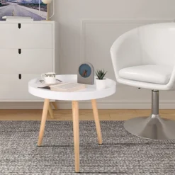 Rootz sidebord - kaffestativ - sengebord - dagligstue accent - lounge stativ - endebord - hvid - 50 x 44 cm (ø x H)